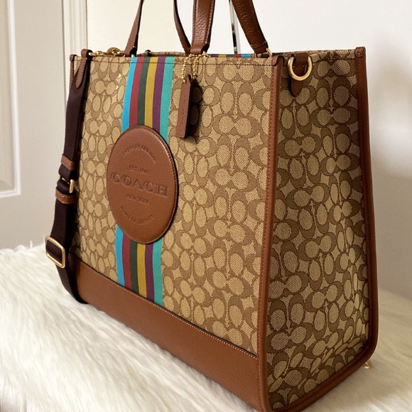 New💃Coach Dempsey Tote 40 Signature Jacquard With Stripe And Coach Patch - Picture 4 of 12
